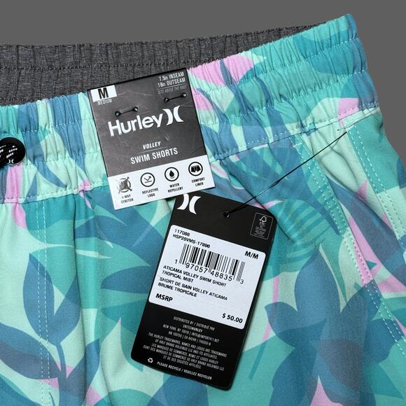 Hurley Aticama Volley Swim Trunks Tropical Mist Blue Men's M NWT - Picture 4 of 9